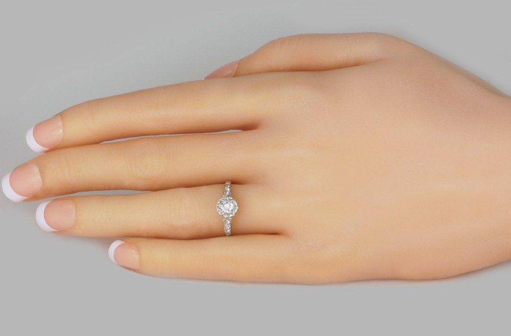 Antique 0.5ct Old European Cut Diamond Solitaire Platinum Edwardian Ring ca.1910 View II