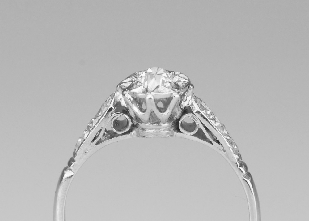 Antique 0.5ct Old European Cut Diamond Solitaire Platinum Edwardian Ring ca.1910 View III