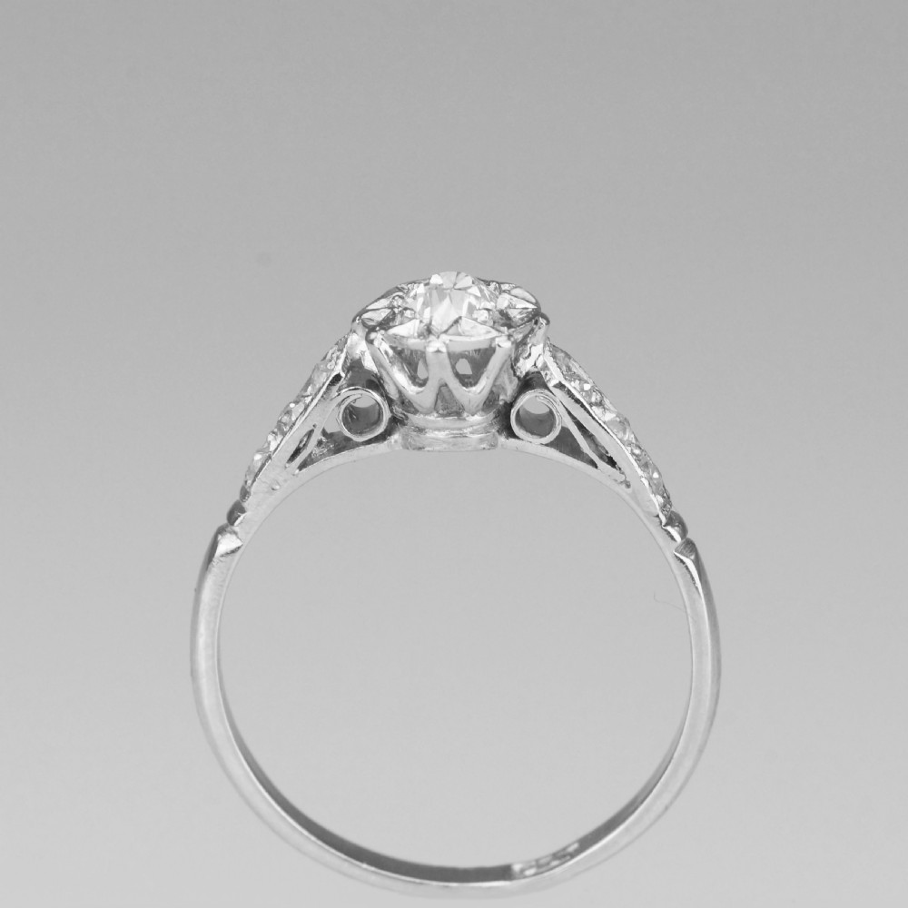 Antique 0.5ct Old European Cut Diamond Solitaire Platinum Edwardian Ring ca.1910 View VIII