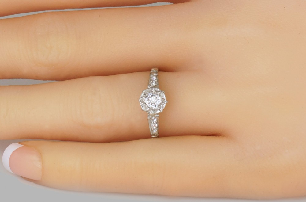 Antique 0.5ct Old European Cut Diamond Solitaire Platinum Edwardian Ring ca.1910 View XII