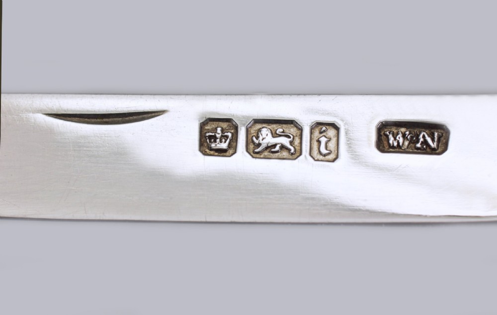 Antique Fruit Knife Silver Blade Ornate Mother of Pearl Handle William Needham Victorian Folding Pen Knife
 View II