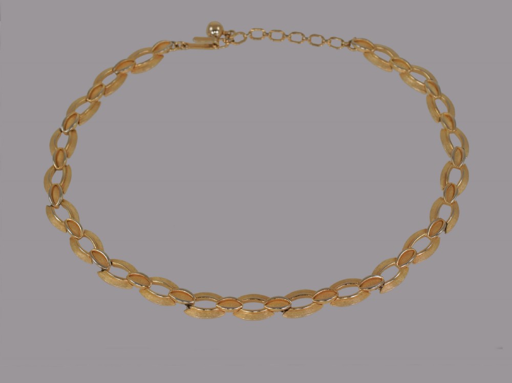 Vintage Trifari Link Chain Necklace & Bracelet Set 1960's Signed Crown & T Charm  View XII