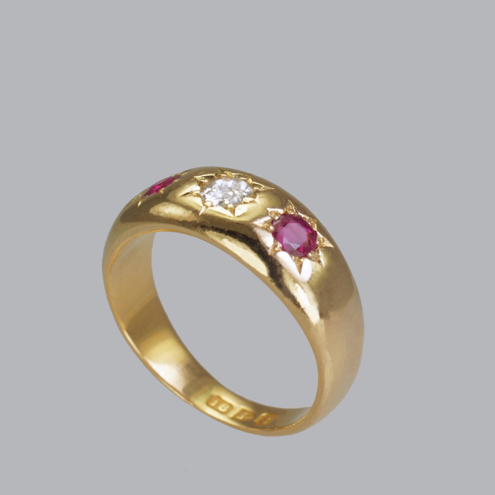 Edwardian Ruby & Old Cut Diamond 18ct Gold Antique Ring Hallmarked Chester 1905 View IX