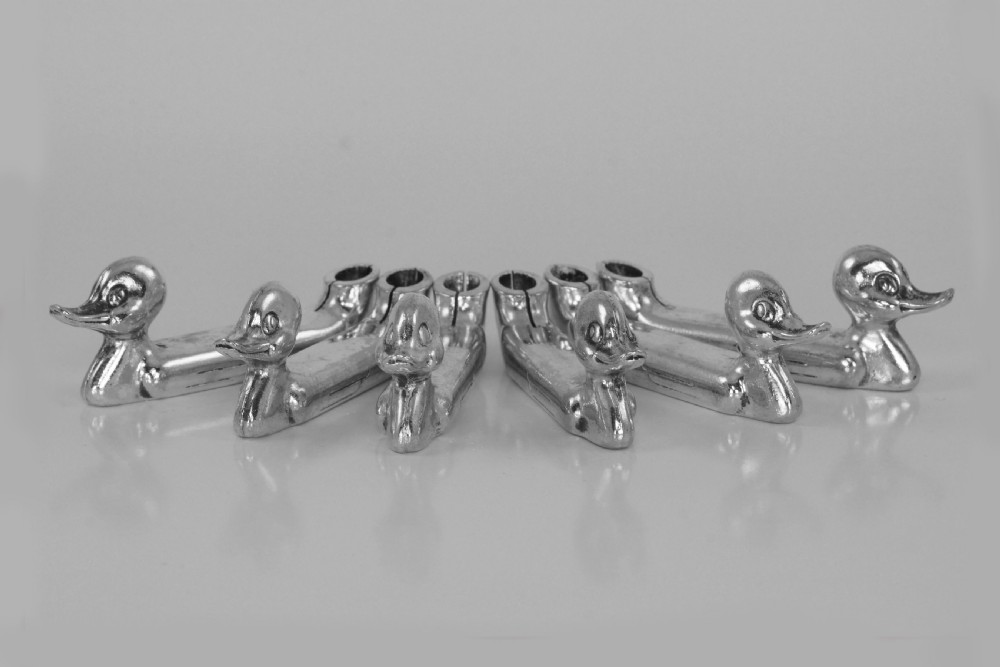 6 Vintage French Cutlery/Knife Duck Rests/Place Name/Candle Holder Silver Plated  View VI