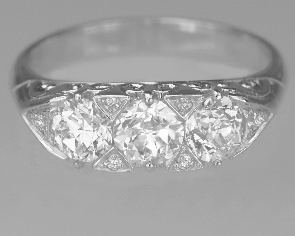 Diamond Trilogy Ring 18ct White Gold 3 Stone 1.30ct Diamond Engagement Ring