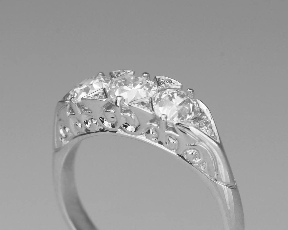 Diamond Trilogy Ring 18ct White Gold 3 Stone 1.30ct Diamond Engagement Ring View II