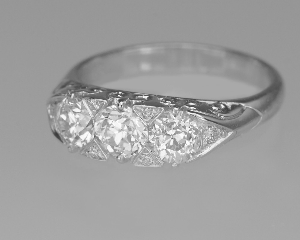 Diamond Trilogy Ring 18ct White Gold 3 Stone 1.30ct Diamond Engagement Ring View VII