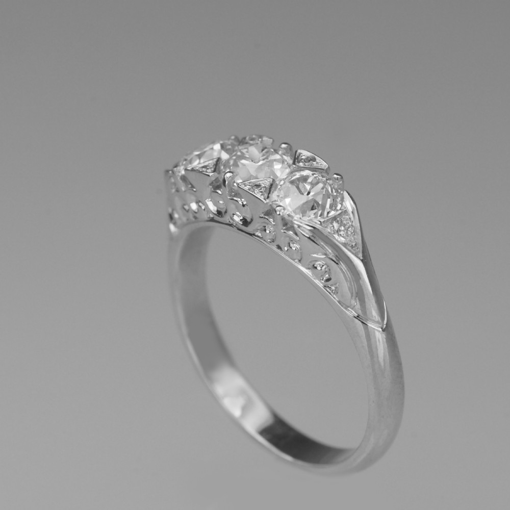 Diamond Trilogy Ring 18ct White Gold 3 Stone 1.30ct Diamond Engagement Ring View IX