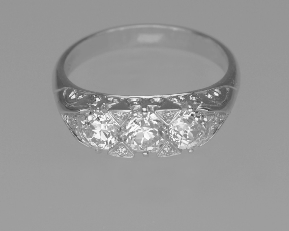 Diamond Trilogy Ring 18ct White Gold 3 Stone 1.30ct Diamond Engagement Ring View X