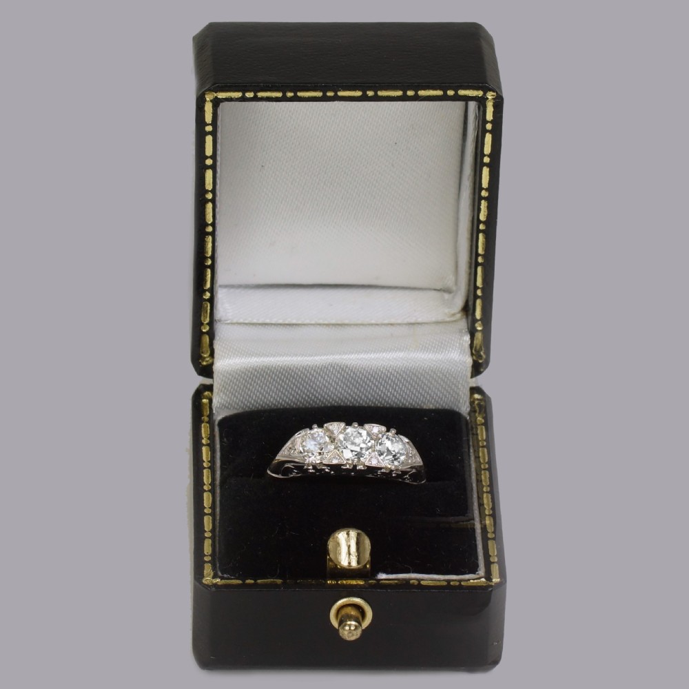 Diamond Trilogy Ring 18ct White Gold 3 Stone 1.30ct Diamond Engagement Ring View XIV