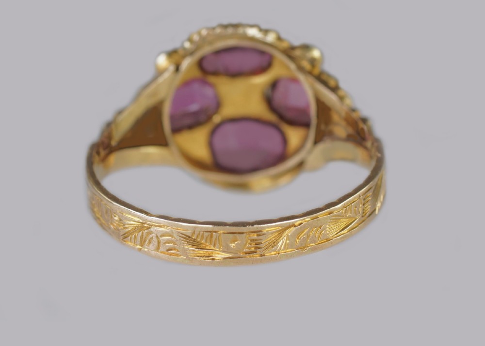 Victorian Garnet & Emerald Antique Ring Hallmarked 12ct Gold Birmingham 1869 View XII