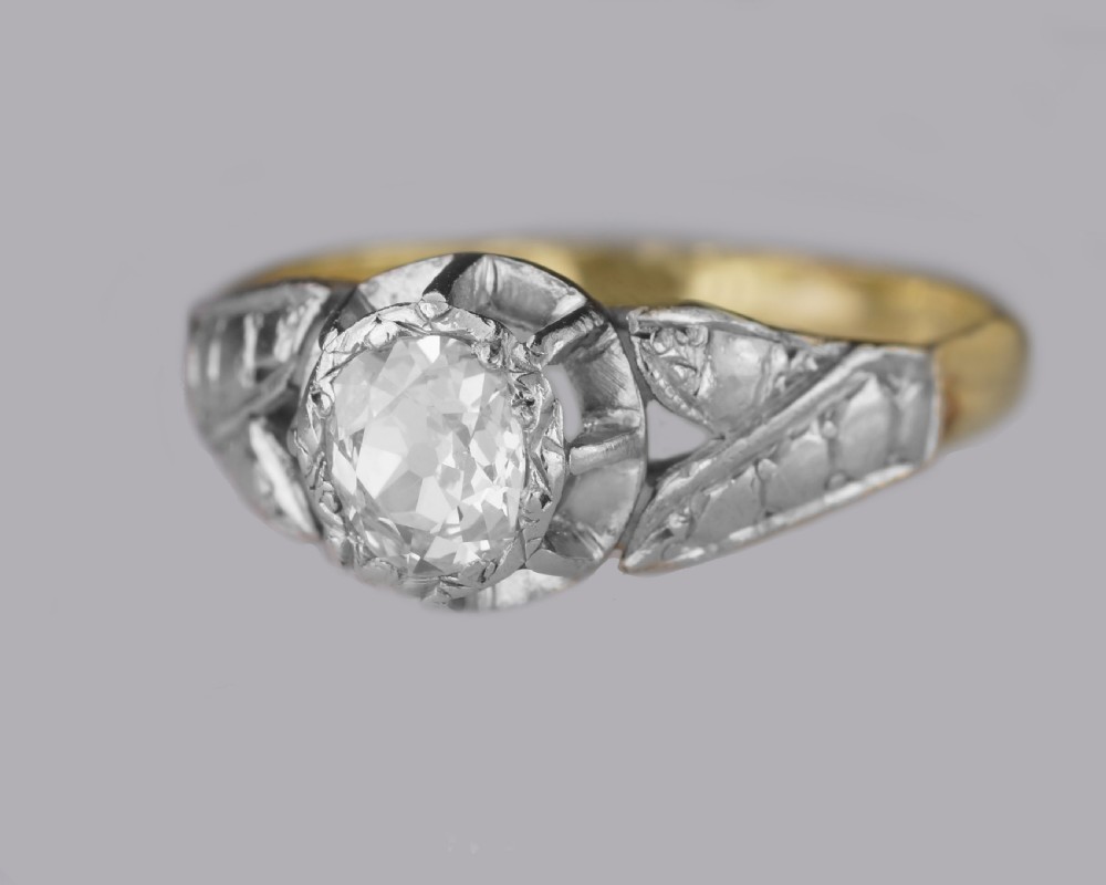 Solitaire Old Cut Diamond Ring Antique 18ct Gold & Plat 1920's Engagement Ring  View III