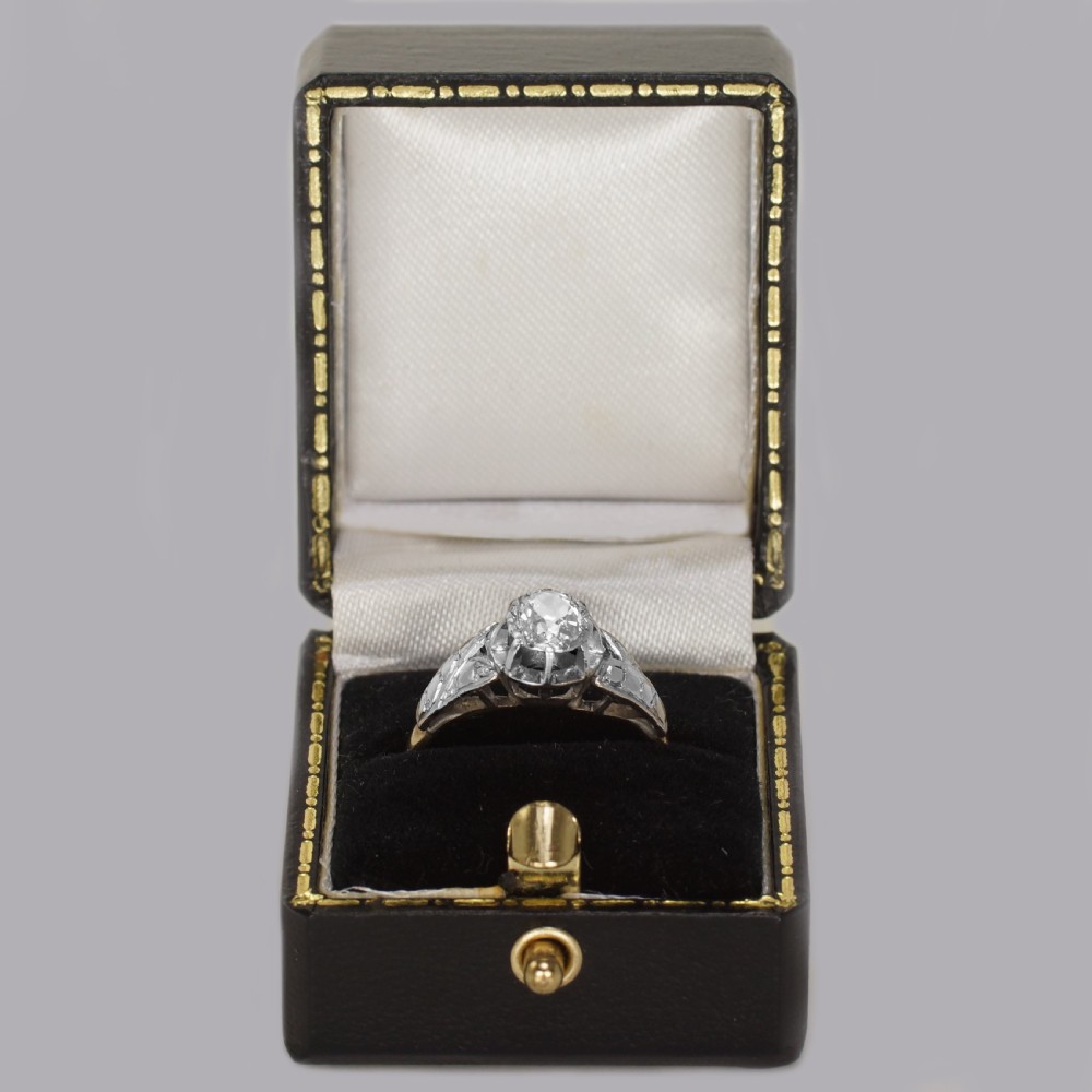 Solitaire Old Cut Diamond Ring Antique 18ct Gold & Plat 1920's Engagement Ring  View VIII