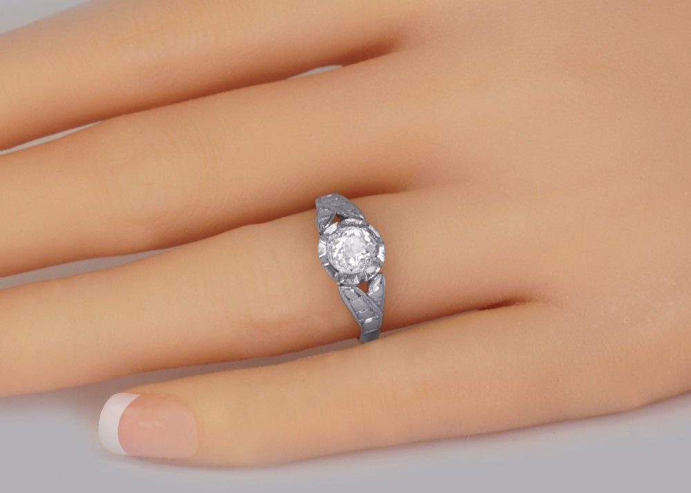 Solitaire Old Cut Diamond Ring Antique 18ct Gold & Plat 1920's Engagement Ring  View IX