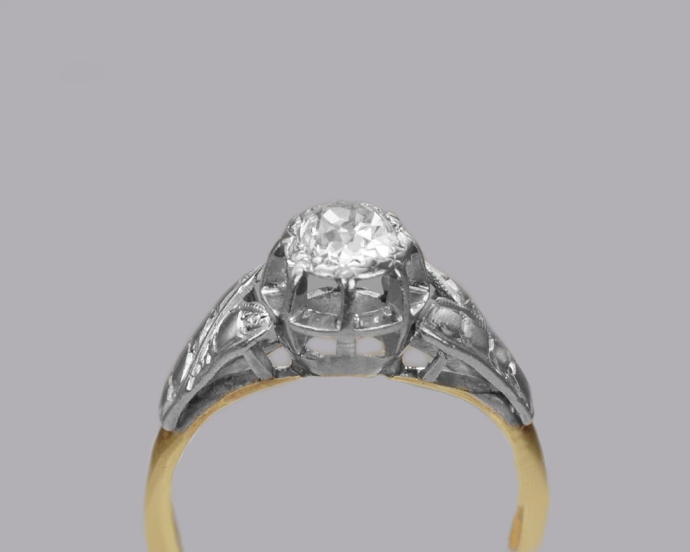Solitaire Old Cut Diamond Ring Antique 18ct Gold & Plat 1920's Engagement Ring  View XI