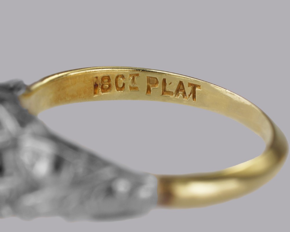 Solitaire Old Cut Diamond Ring Antique 18ct Gold & Plat 1920's Engagement Ring  View XII