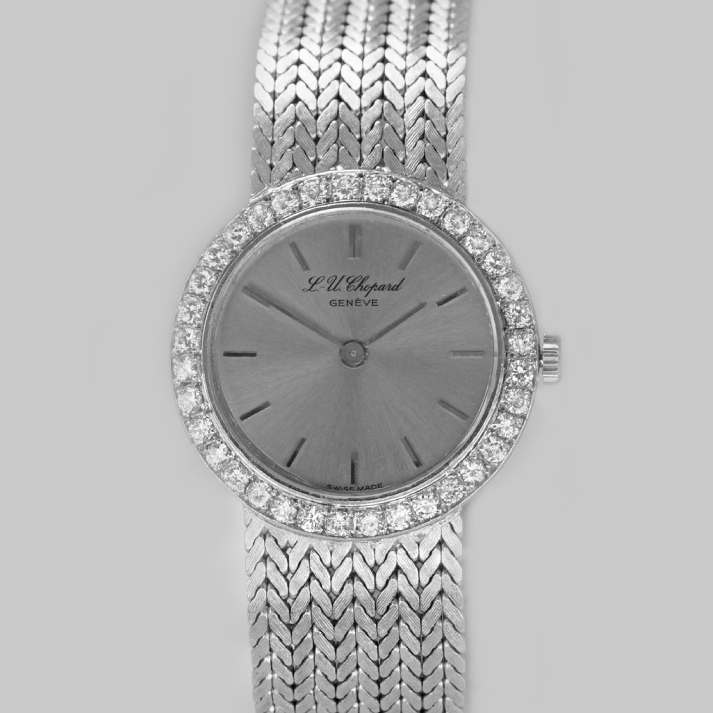 Chopard Diamond Watch 18ct White Gold Ladies Vintage Manual Wind Bracelet Watch