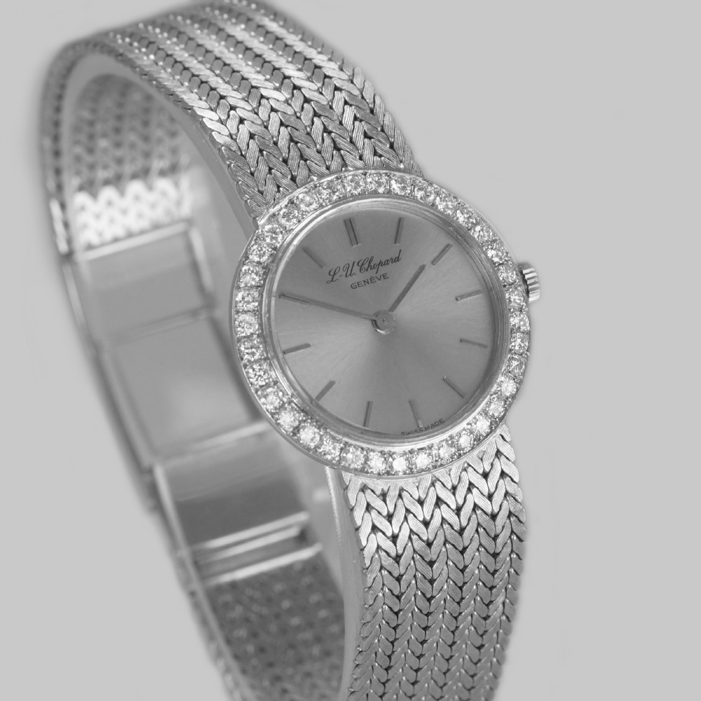 Chopard Diamond Watch 18ct White Gold Ladies Vintage Manual Wind Bracelet Watch View IV