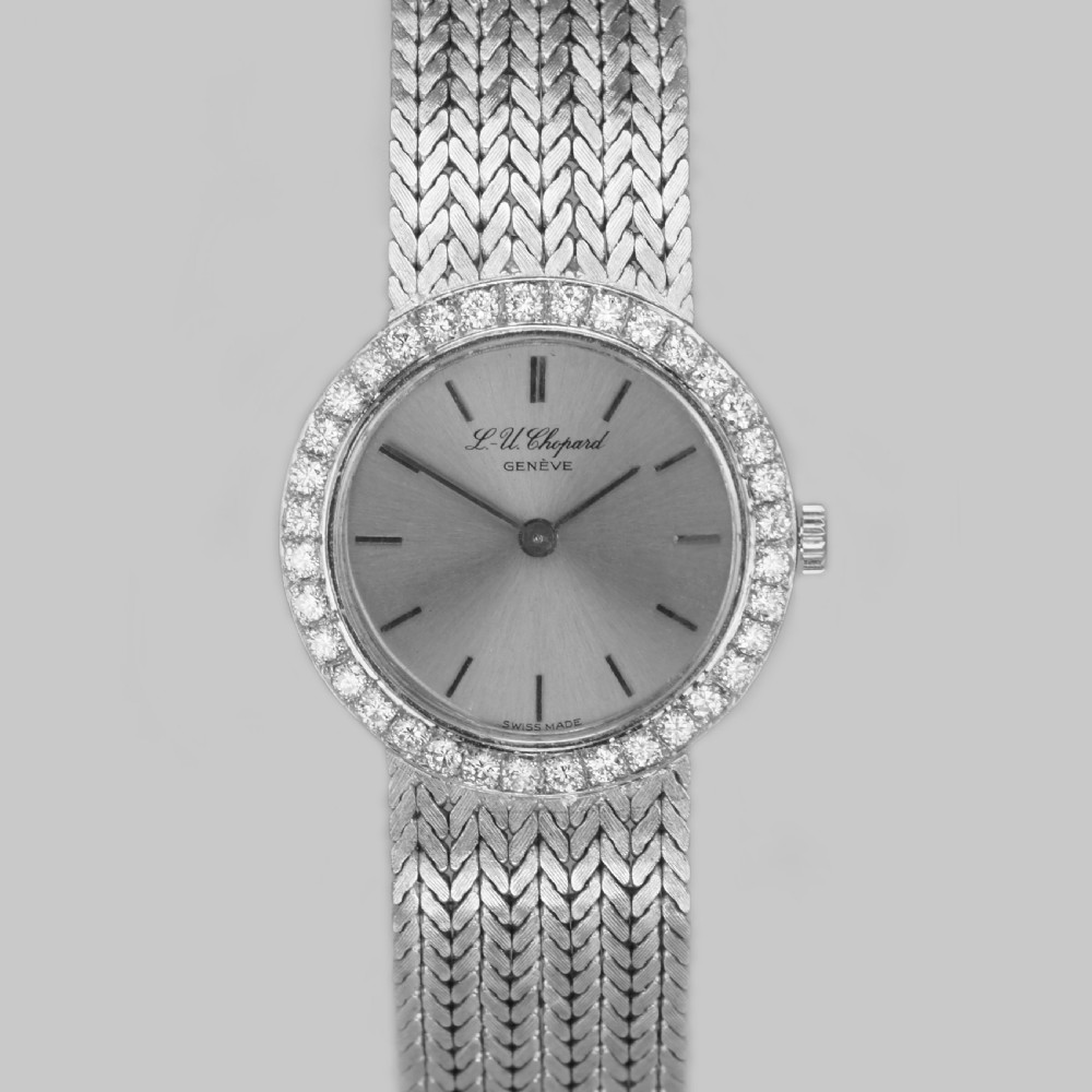 Chopard Diamond Watch 18ct White Gold Ladies Vintage Manual Wind Bracelet Watch View V