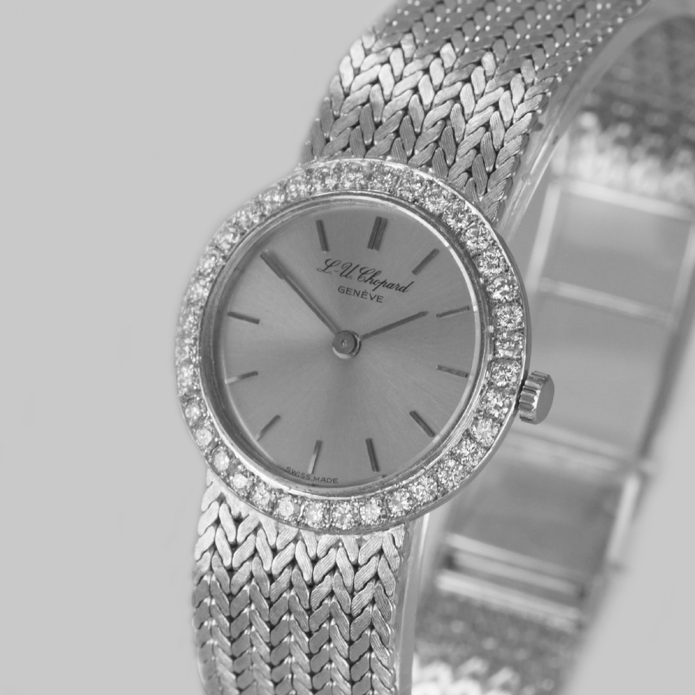 Chopard Diamond Watch 18ct White Gold Ladies Vintage Manual Wind Bracelet Watch View VIII