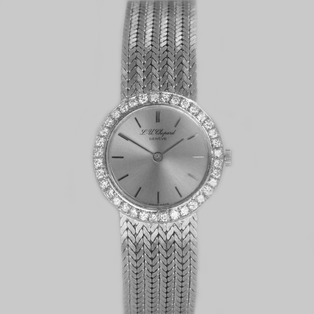 Chopard Diamond Watch 18ct White Gold Ladies Vintage Manual Wind Bracelet Watch View XII