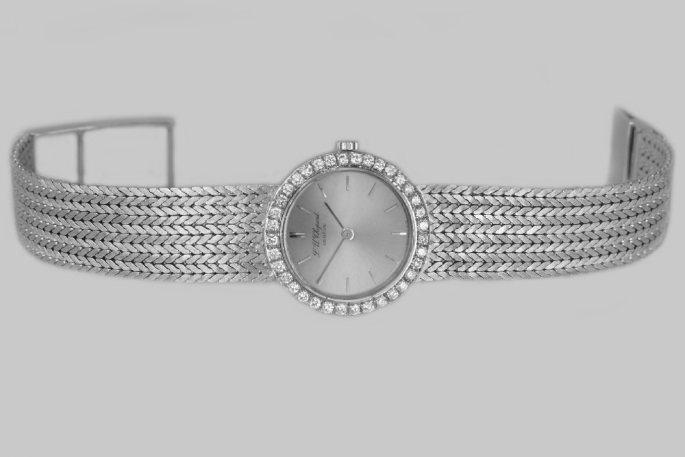 Chopard Diamond Watch 18ct White Gold Ladies Vintage Manual Wind Bracelet Watch View XV