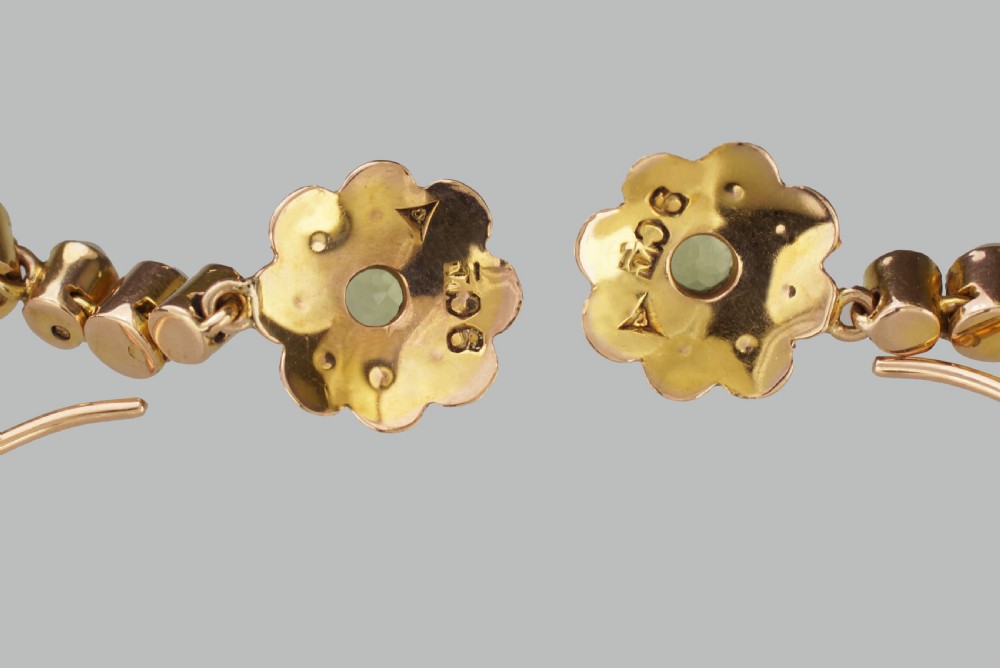 Victorian Peridot & Seed Pearl Dangle Earrings 9ct Gold Antique Drop Earrings Circa 1890 View VII