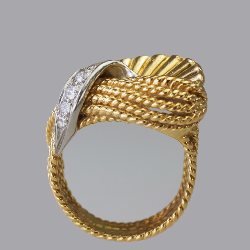 Vintage Kutchinsky Diamond Ring 18ct Gold Dress Ring London 1960's Cocktail Ring