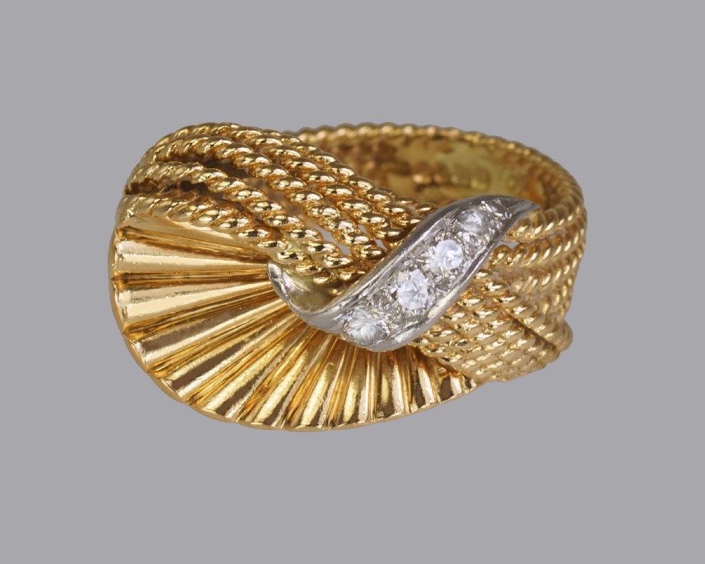 Vintage Kutchinsky Diamond Ring 18ct Gold Dress Ring London 1960's Cocktail Ring View IV
