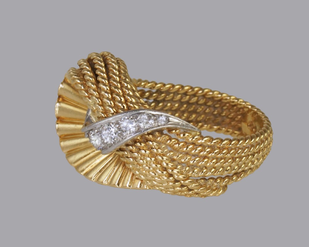 Vintage Kutchinsky Diamond Ring 18ct Gold Dress Ring London 1960's Cocktail Ring View V