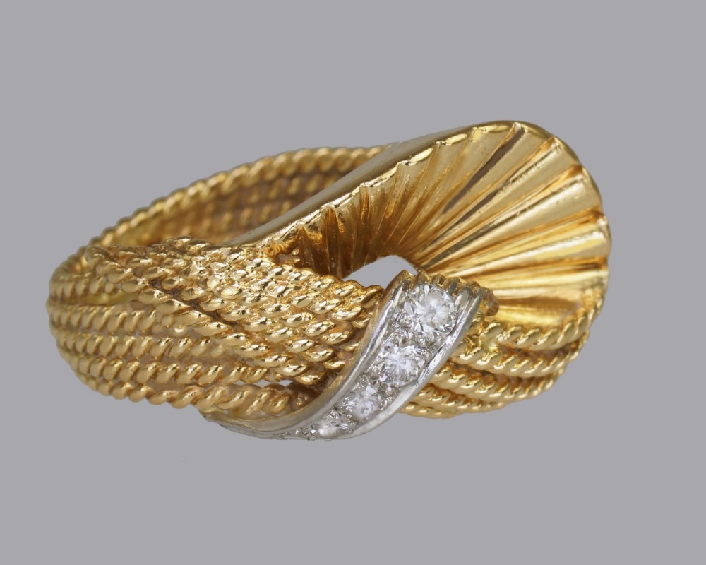 Vintage Kutchinsky Diamond Ring 18ct Gold Dress Ring London 1960's Cocktail Ring View VI