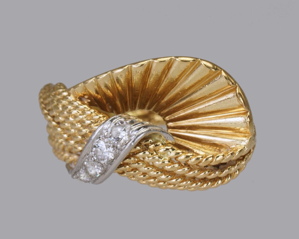 Vintage Kutchinsky Diamond Ring 18ct Gold Dress Ring London 1960's Cocktail Ring View VII