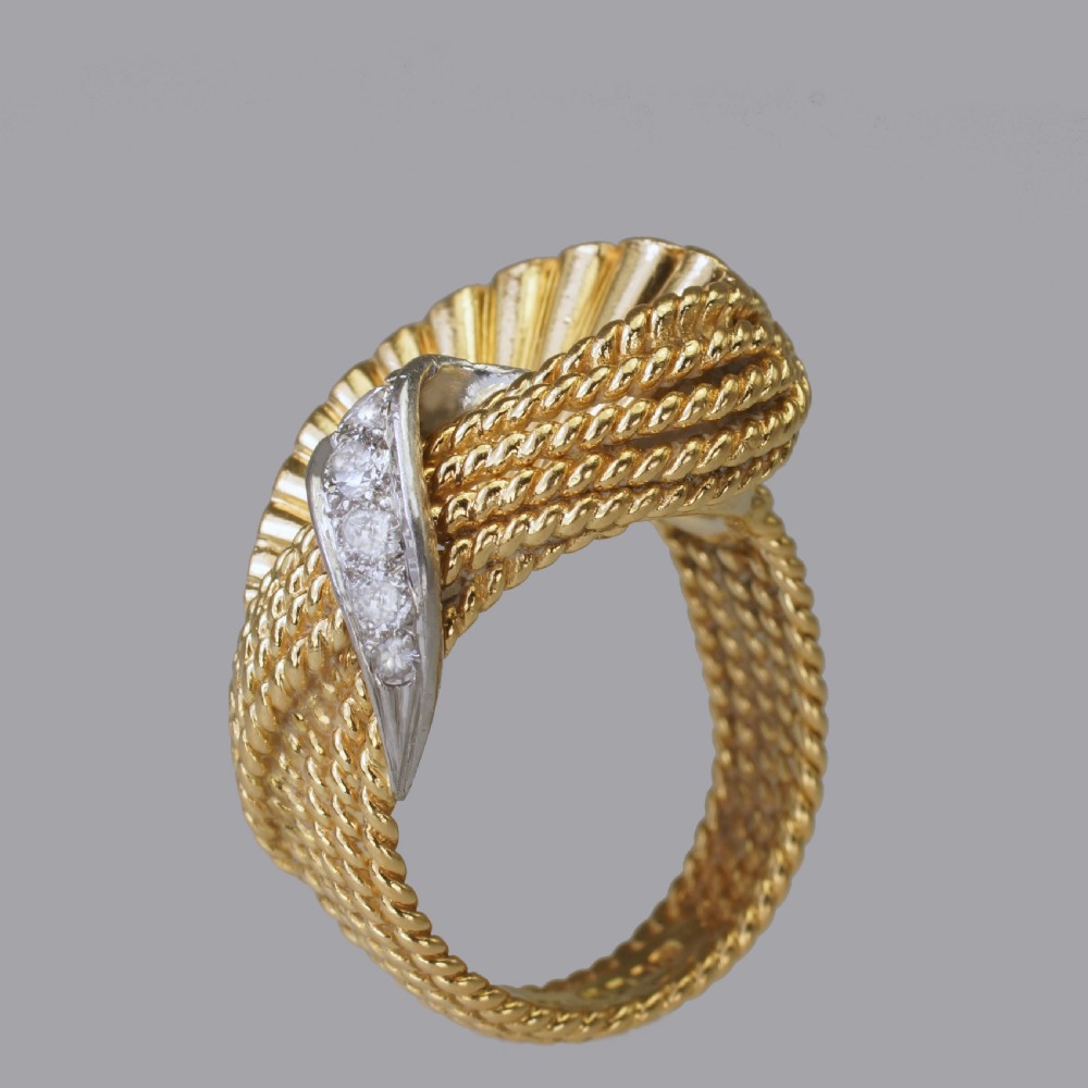 Vintage Kutchinsky Diamond Ring 18ct Gold Dress Ring London 1960's Cocktail Ring View IX