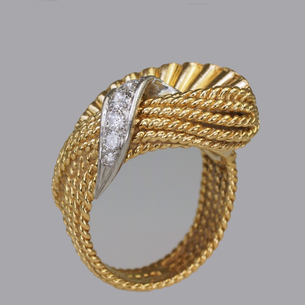 Vintage Kutchinsky Diamond Ring 18ct Gold Dress Ring London 1960's Cocktail Ring View X