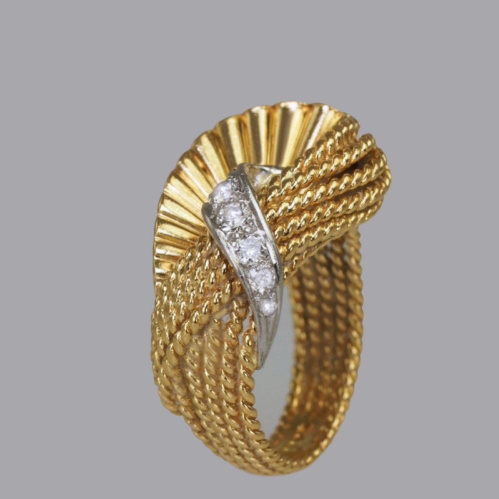 Vintage Kutchinsky Diamond Ring 18ct Gold Dress Ring London 1960's Cocktail Ring View XI