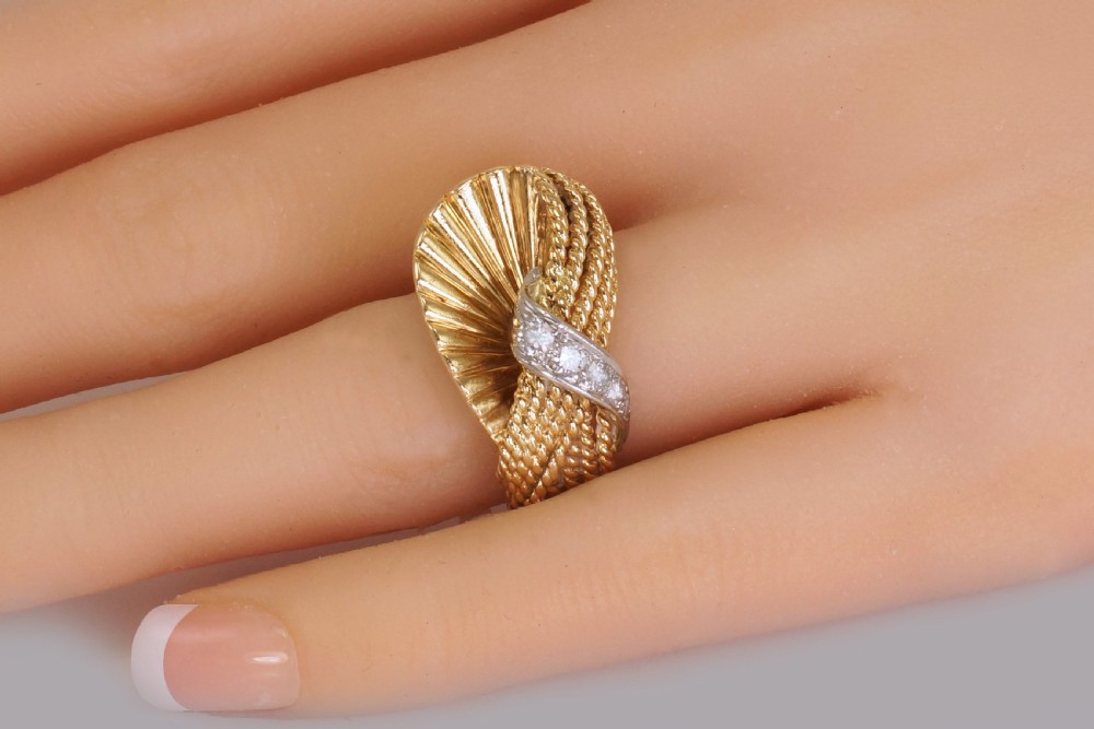Vintage Kutchinsky Diamond Ring 18ct Gold Dress Ring London 1960's Cocktail Ring View XII