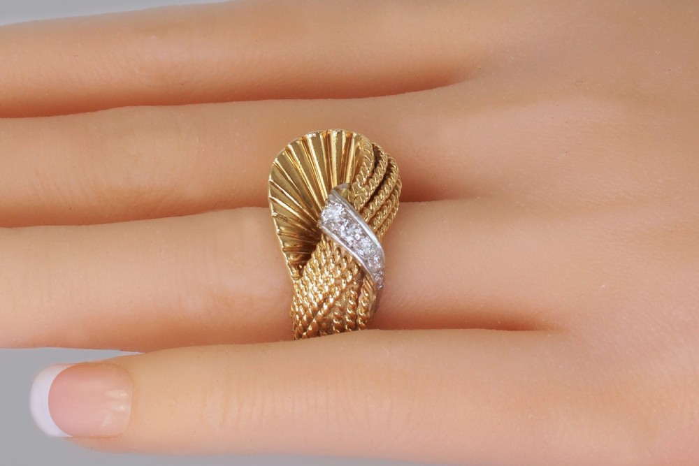 Vintage Kutchinsky Diamond Ring 18ct Gold Dress Ring London 1960's Cocktail Ring View XIII