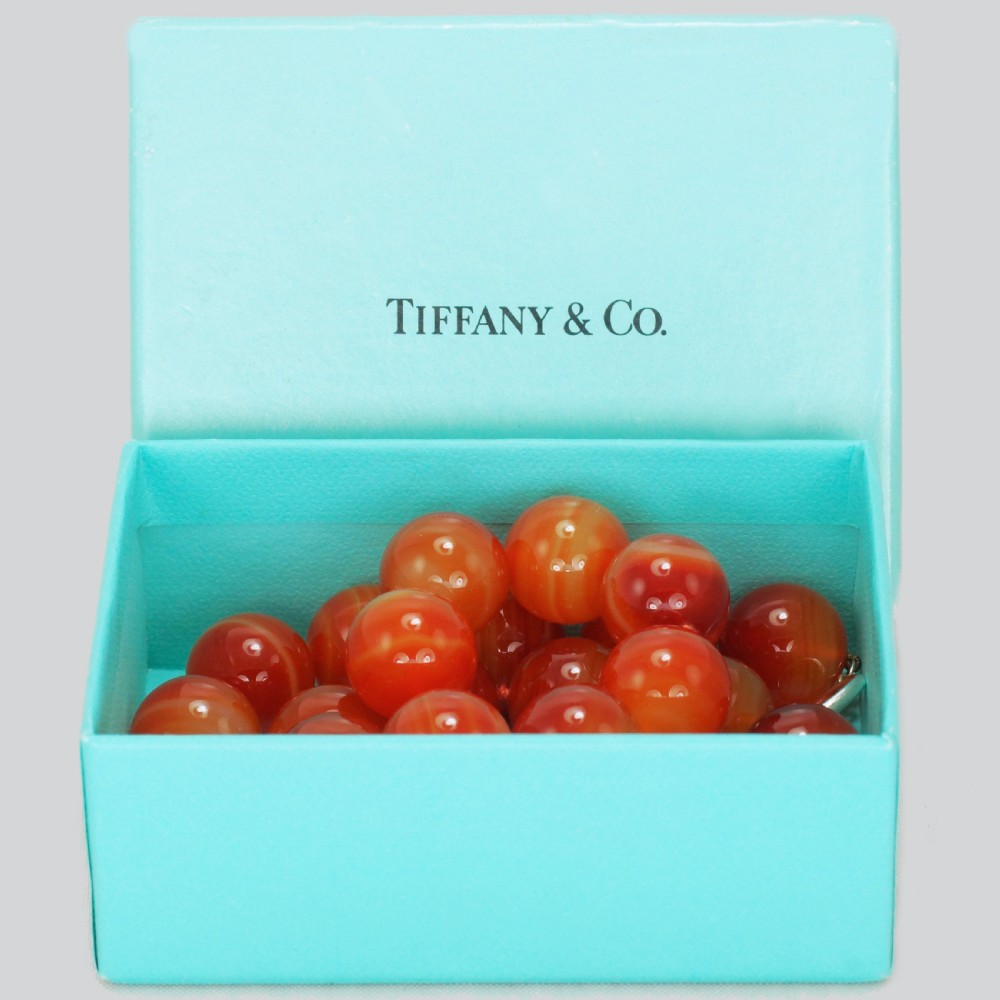 Vintage Tiffany & Co. Paloma Picasso Orange Banded Agate Bead Necklace Silver C C Clasp  View IX