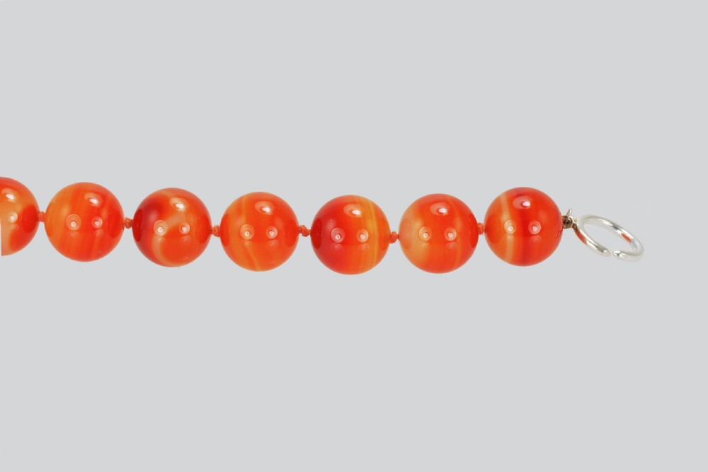 Vintage Tiffany & Co. Paloma Picasso Orange Banded Agate Bead Necklace Silver C C Clasp  View X