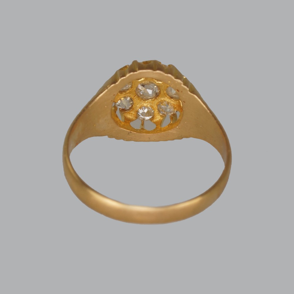 Antique Old Mine Cut Diamond Cluster Ring 18ct Gold Edwardian Ring Hallmarked Birmingham 1906 View XI