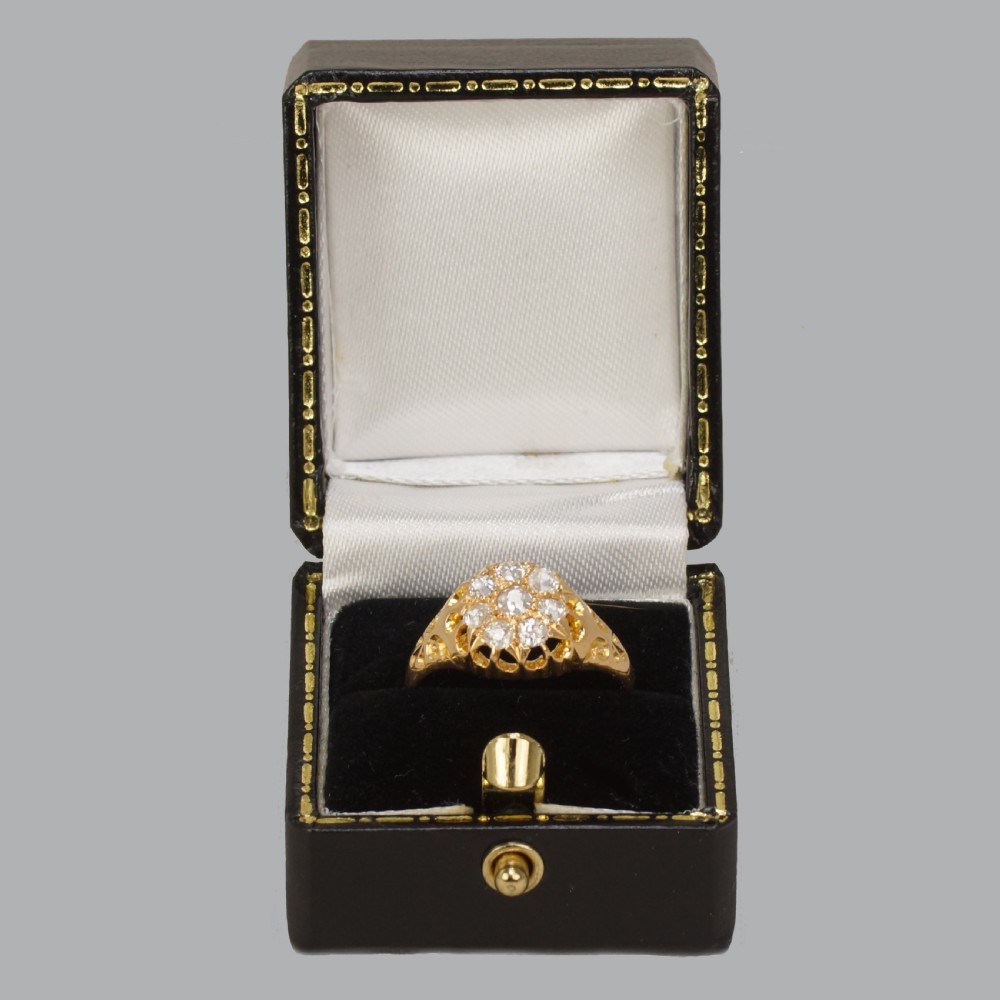 Antique Old Mine Cut Diamond Cluster Ring 18ct Gold Edwardian Ring Hallmarked Birmingham 1906 View XII