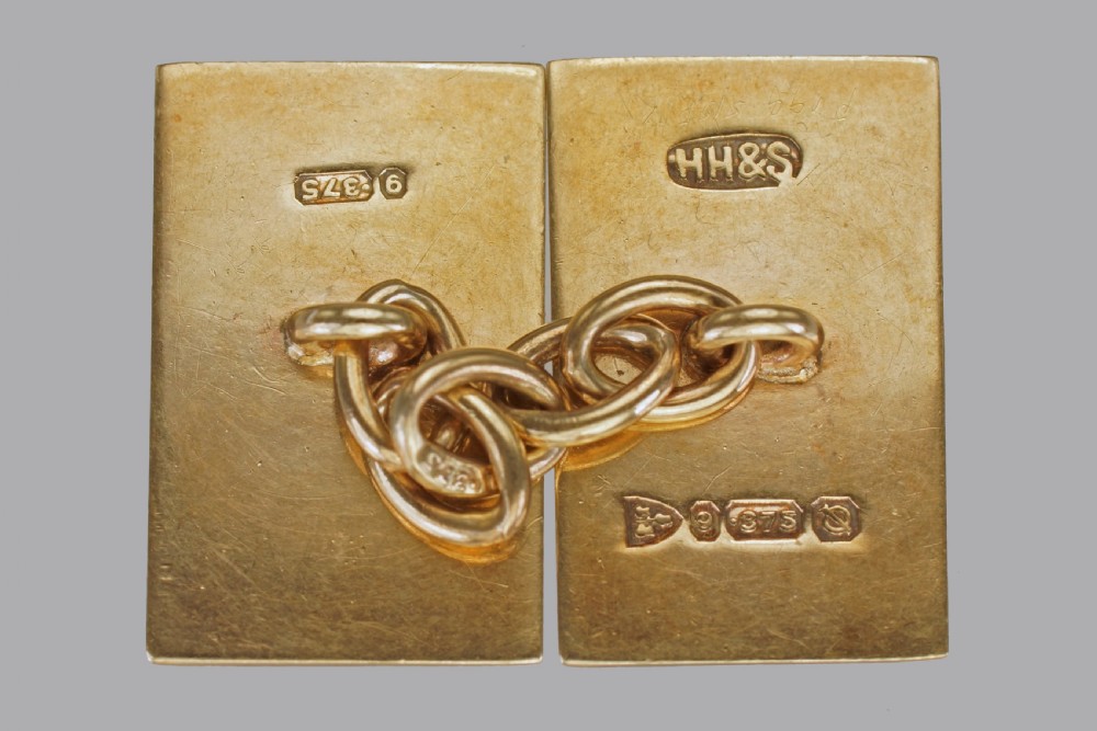 Art Deco Cufflinks 9ct Gold Hallmarked Chester 1939 Engine Turned Cuff Links  View VII