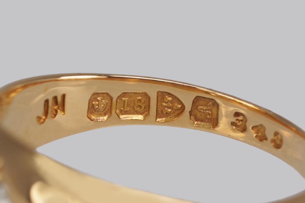 Antique 18ct Gold Old Cut Diamond Gypsy Trilogy Ring Hallmarked Chester 1901  View VI