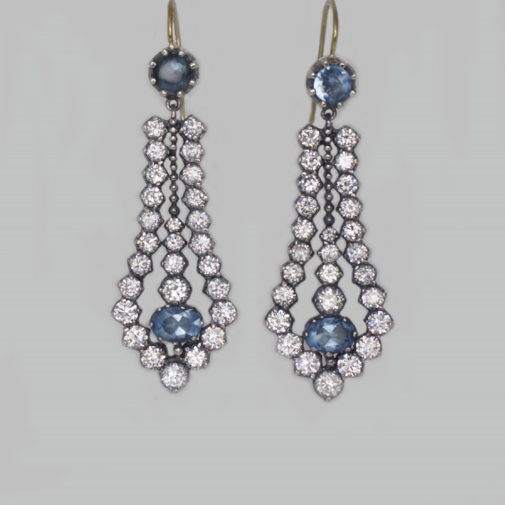 Antique Paste & Topaz Chandelier Earrings 2.25