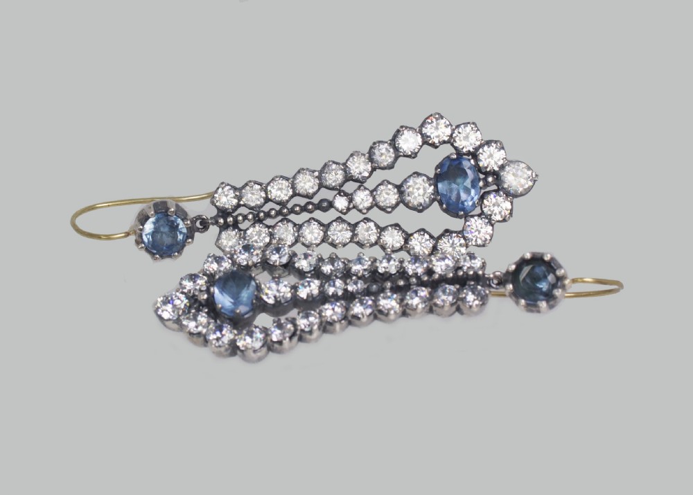 Antique Paste & Topaz Chandelier Earrings 2.25
