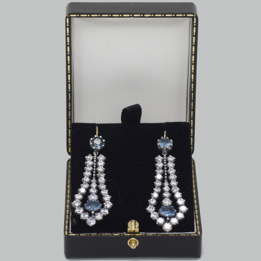 Antique Paste & Topaz Chandelier Earrings 2.25
