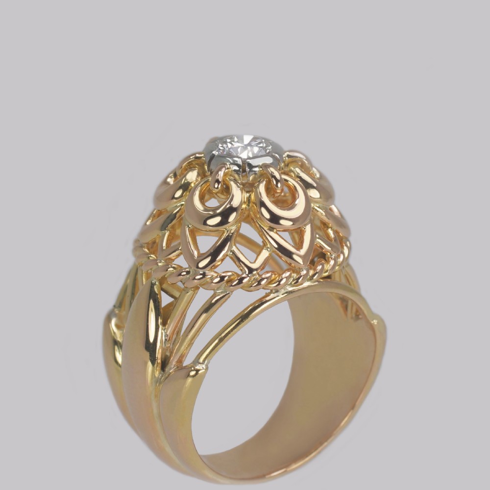 Vintage Cartier Diamond Ring 18ct Gold Dress Ring Cartier Paris Cocktail Ring