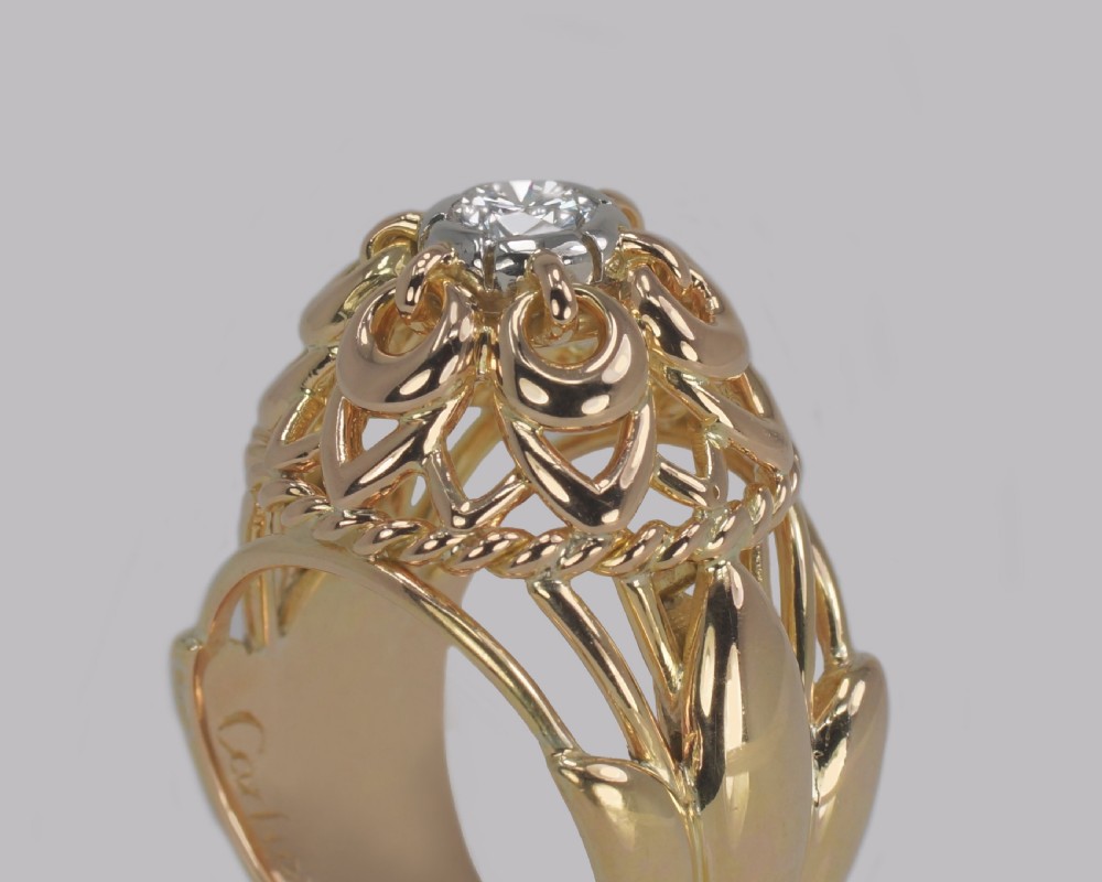 Vintage Cartier Diamond Ring 18ct Gold Dress Ring Cartier Paris Cocktail Ring View VII