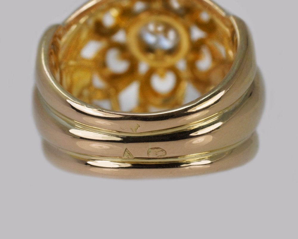 Vintage Cartier Diamond Ring 18ct Gold Dress Ring Cartier Paris Cocktail Ring View IX