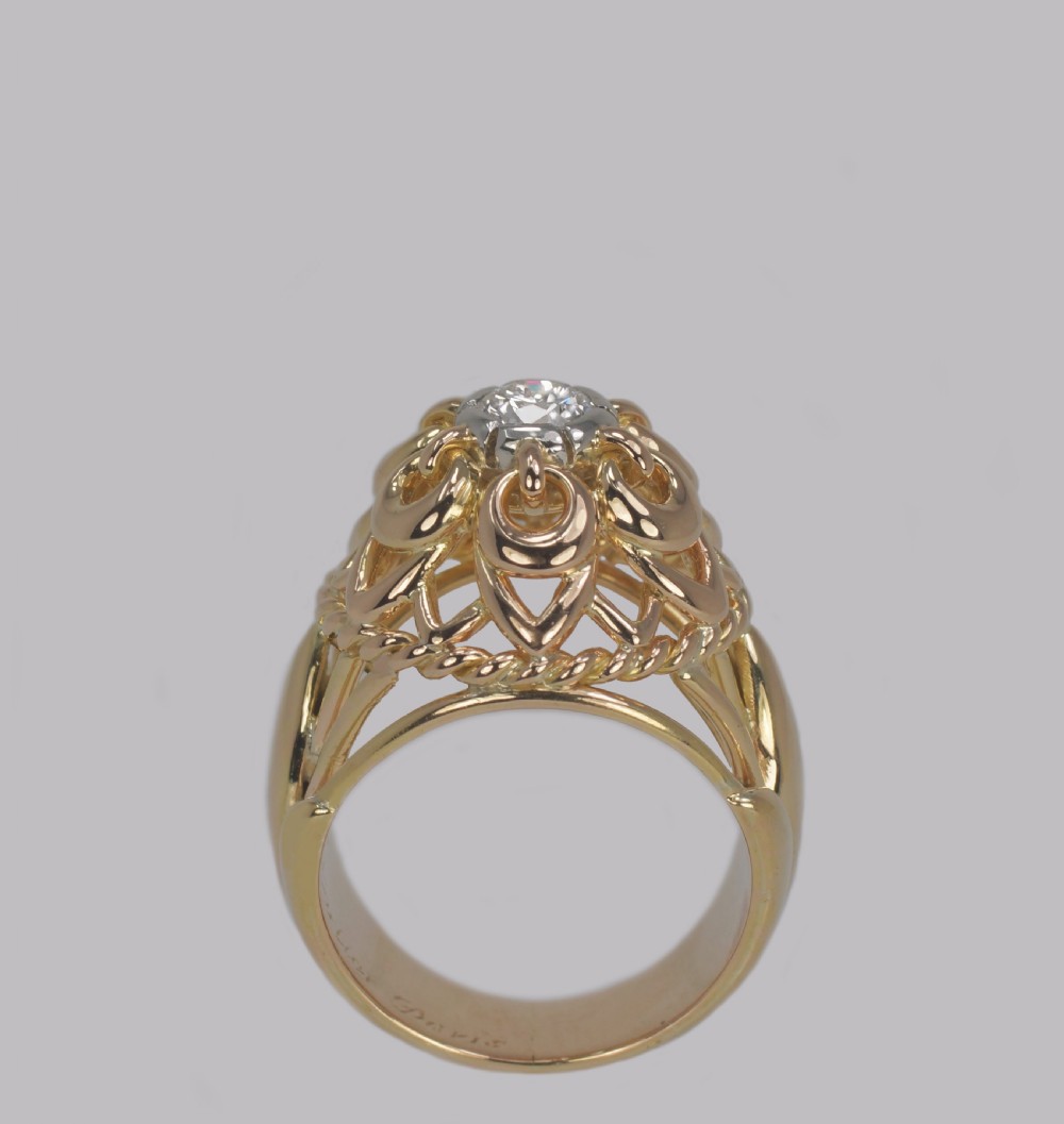 Vintage Cartier Diamond Ring 18ct Gold Dress Ring Cartier Paris Cocktail Ring View X
